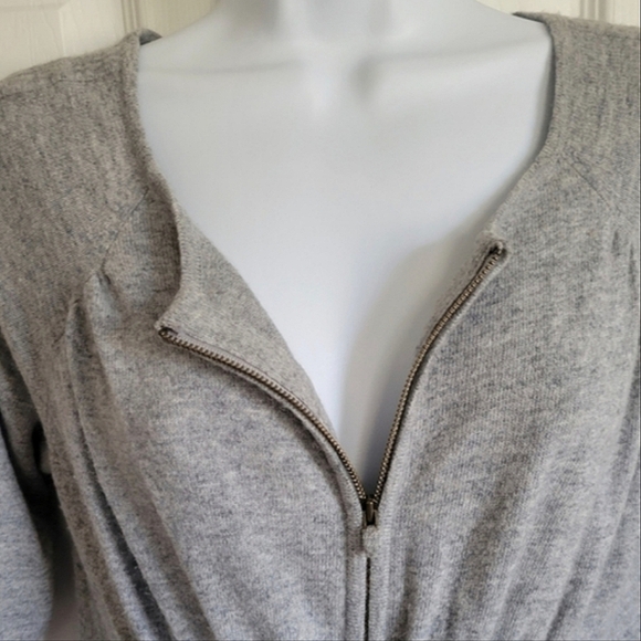 Anthropologie Moth gray zip up cinched waist lightweight sweater small - Picture 16 of 16
